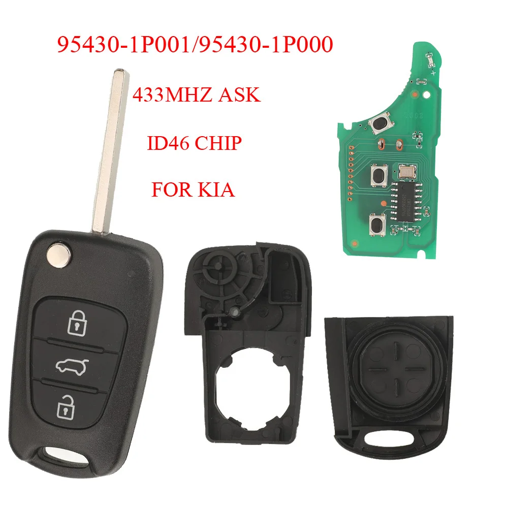 jingyuqin ID46 Chip 433MHZ Ask 95430-1P001/95430-1P000 Folding Remote Smart Car Key For KIA 2009-2014 Full Key Control
jingyuqin ID46 Chip 433MHZ Ask 95430-1P001/95430-1P000 Folding Remote Smart Car Key For KIA 2009-2014 Full Key Control