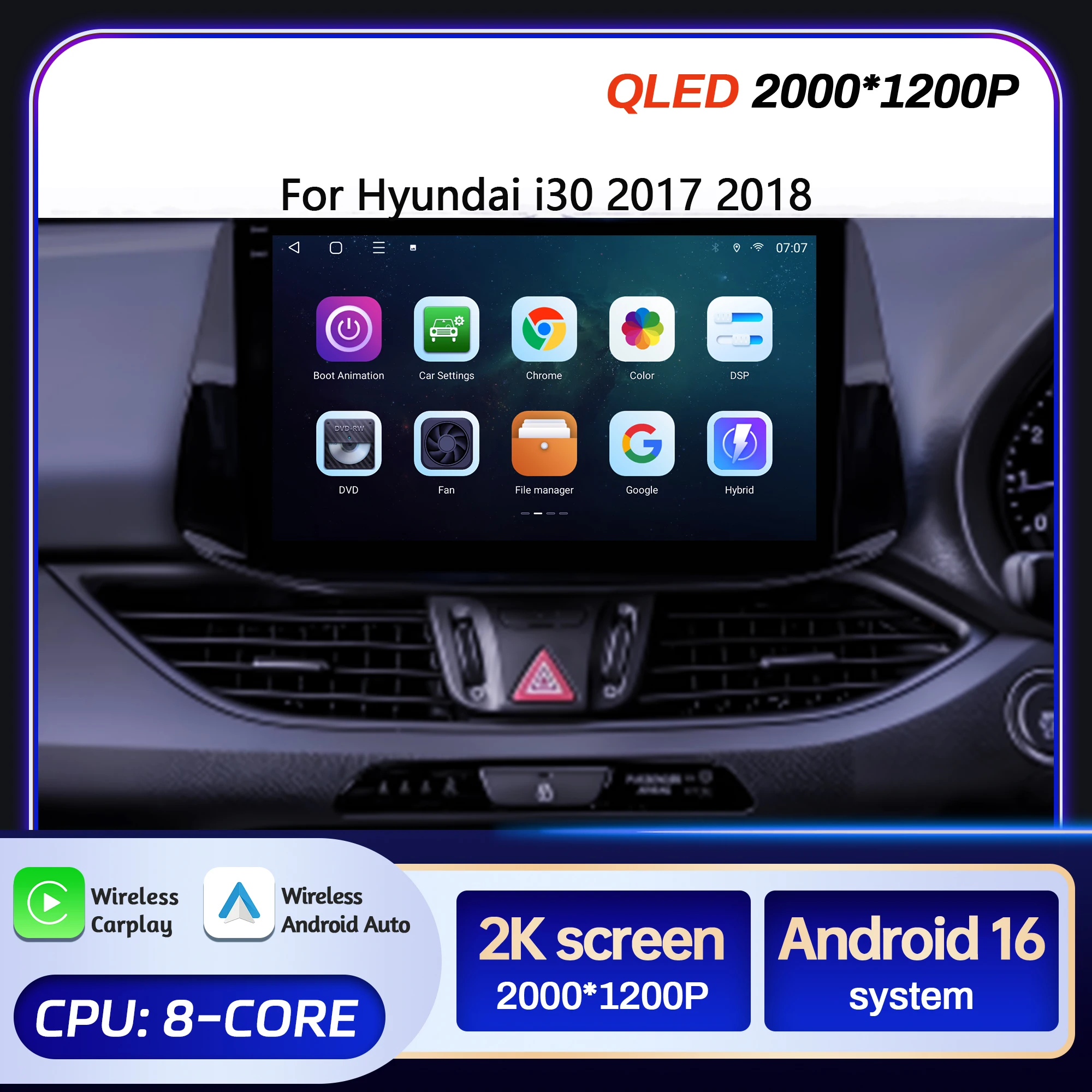 9" For Hyundai i30 2017 2018 Car Multimedia Radio Android 16 System BT Carplay Android Auto 2K QLED Screen GPS 5G WIFI
9" For Hyundai i30 2017 2018 Car Multimedia Radio Android 16 System BT Carplay Android Auto 2K QLED Screen GPS 5G WIFI