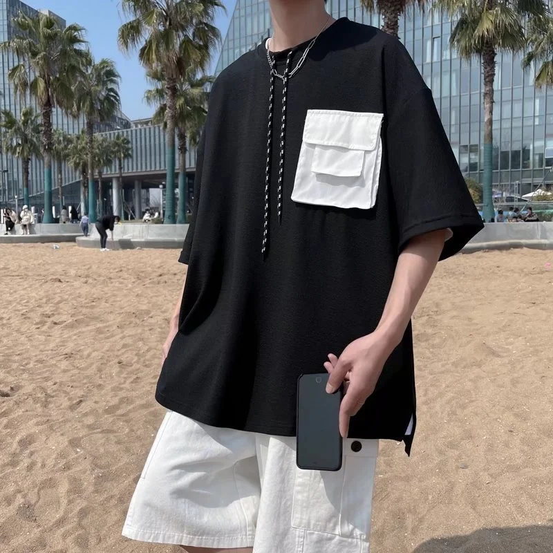 Summer Men's Clothing Youth New Round Neck Pullover Short Sleeve High Street Loose Casual Drawstring Half Sleeve T Shirt y2k
Summer Men's Clothing Youth New Round Neck Pullover Short Sleeve High Street Loose Casual Drawstring Half Sleeve T Shirt y2k