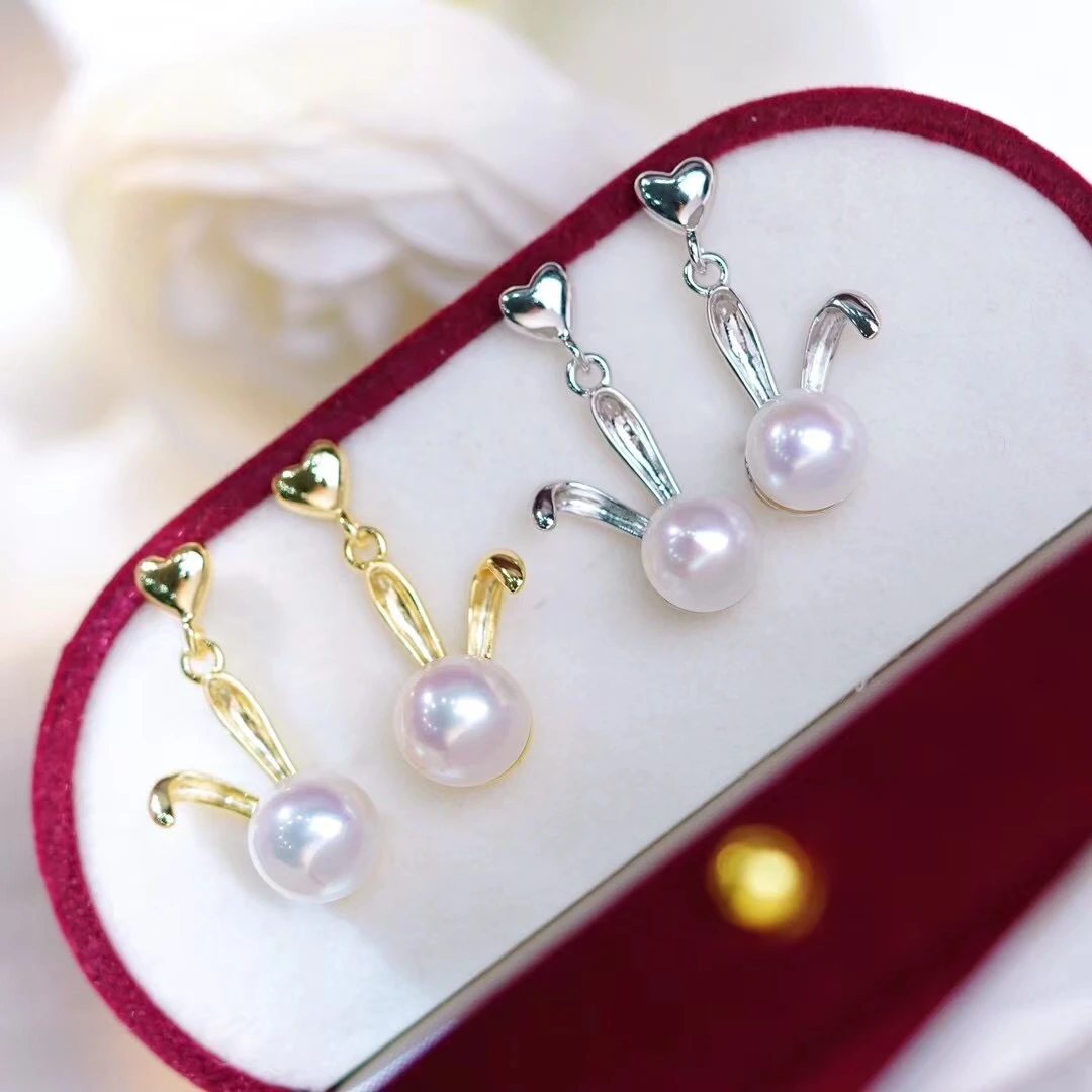 Cute Rabbit 925 Sterling Silver Earrings Base Findings Mountings Jewelry Mounts Fittings Women's Accessories for 7-8mm Beads
Cute Rabbit 925 Sterling Silver Earrings Base Findings Mountings Jewelry Mounts Fittings Women's Accessories for 7-8mm Beads