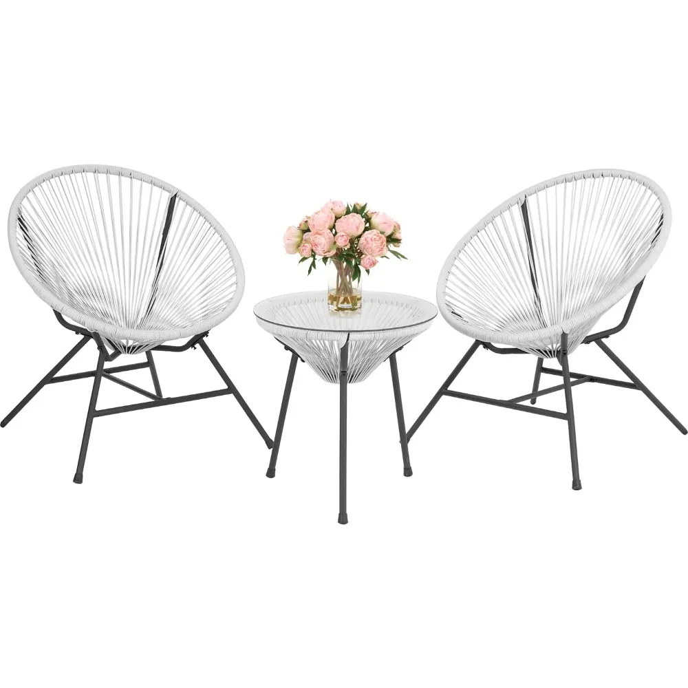 Acapulco Patio Bistro Set 3-Piece Outdoor Furniture Set All-Weather Woven Rope Patio Conversation Set with Glass Top Table and 2
Acapulco Patio Bistro Set 3-Piece Outdoor Furniture Set All-Weather Woven Rope Patio Conversation Set with Glass Top Table and 2