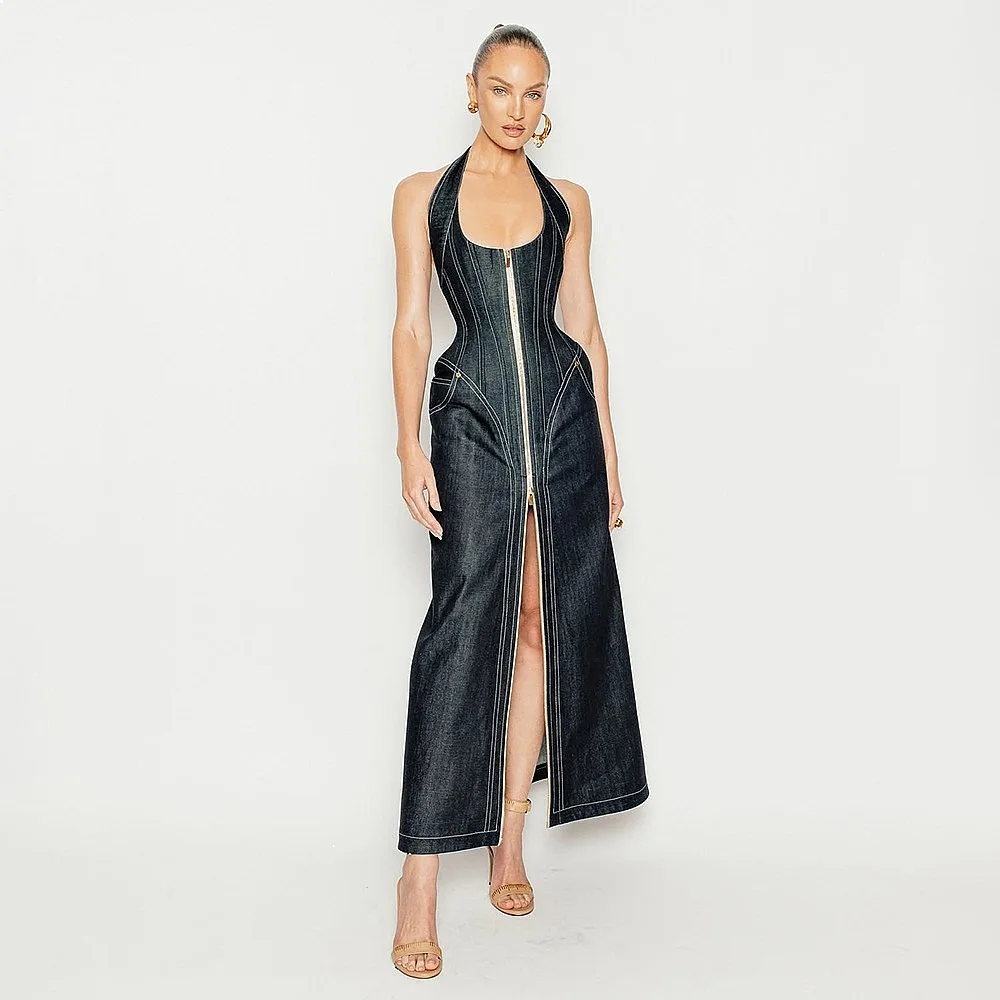 Elegant Sleeveless Backless Bodycon Denim Dress Jumpsuit Playsuit Matching Set Spring Summer
Elegant Sleeveless Backless Bodycon Denim Dress Jumpsuit Playsuit Matching Set Spring Summer