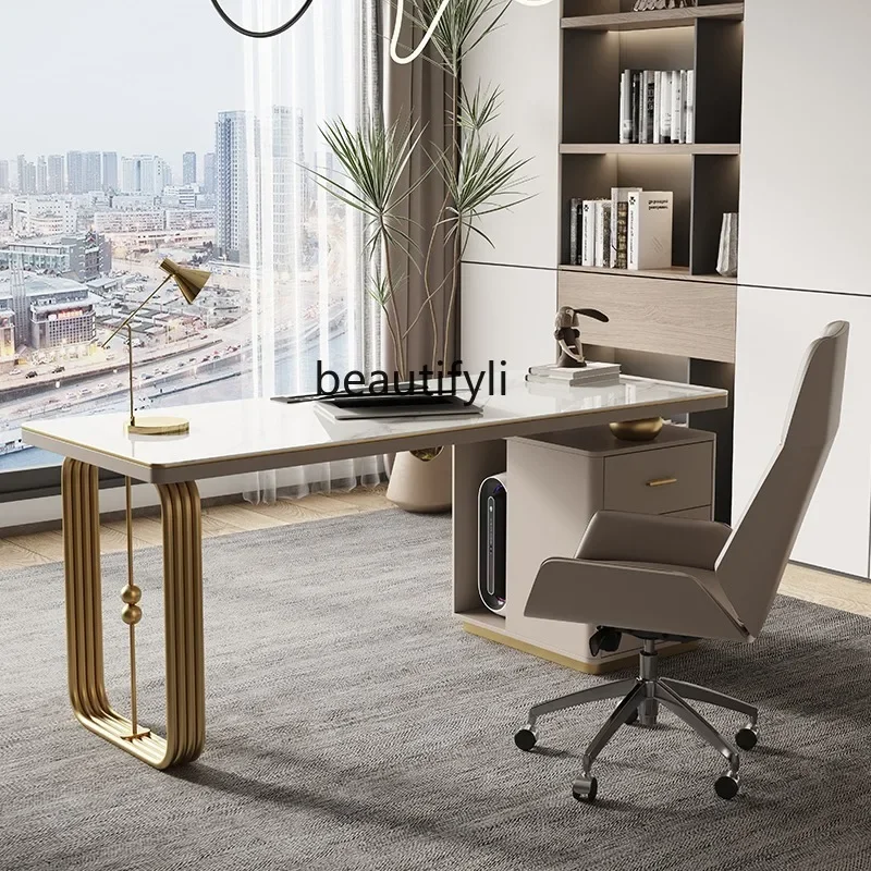 Slate desk light luxury modern simple study Italian modern computer desk office table and chair
Slate desk light luxury modern simple study Italian modern computer desk office table and chair