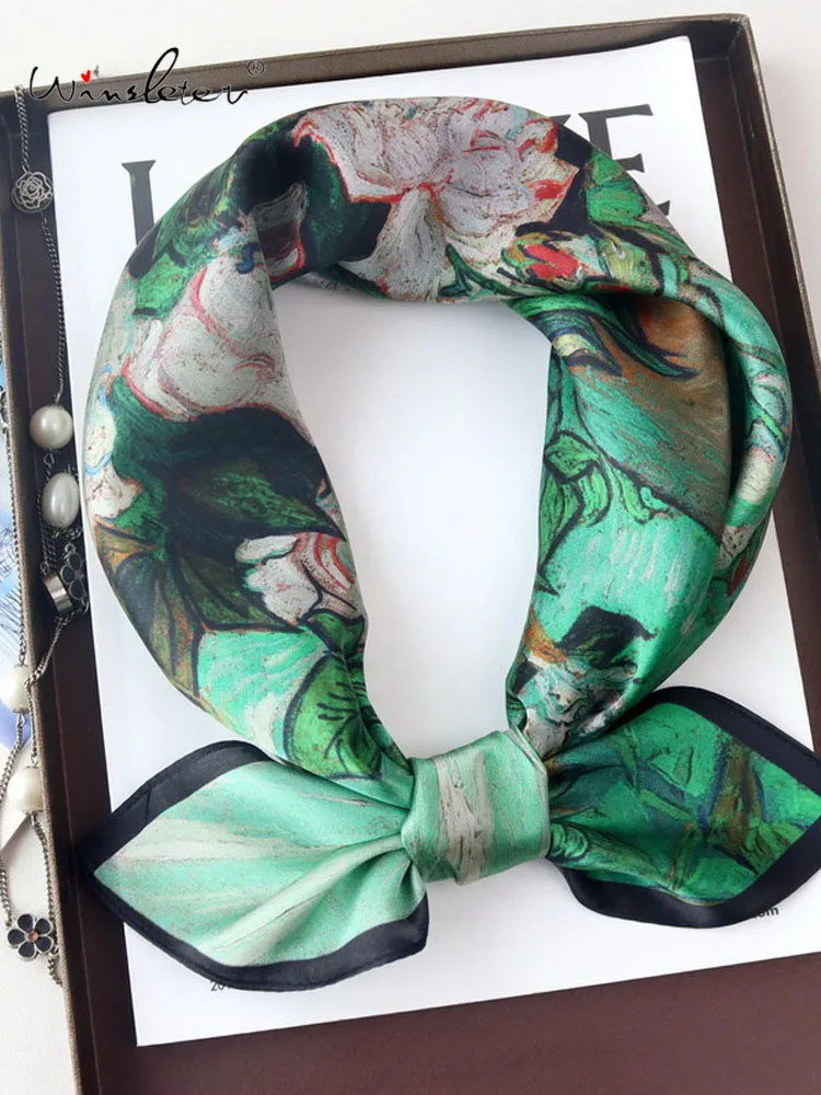 Winsleter-Женский элегантный шарф из 100% натурального шелка, 68*68 см, картина маслом, подарки для мамы, шикарные шарфы во французском стиле ретро, новинка осени 2023 года A58408CC 
Winsleter-Женский элегантный шарф из 100% натурального шелка, 68*68 см, картина маслом, подарки для мамы, шикарные шарфы во французском стиле ретро, новинка осени 2023 года A58408CC