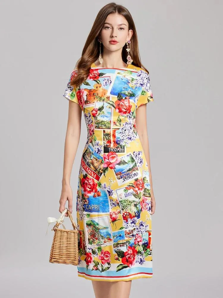 Women's Short Sleeve Letter Floral Print Beach Dress NEW Summer Runway Rose Flower Colorblock Party Pencli Split Midi Vestidos
Women's Short Sleeve Letter Floral Print Beach Dress NEW Summer Runway Rose Flower Colorblock Party Pencli Split Midi Vestidos