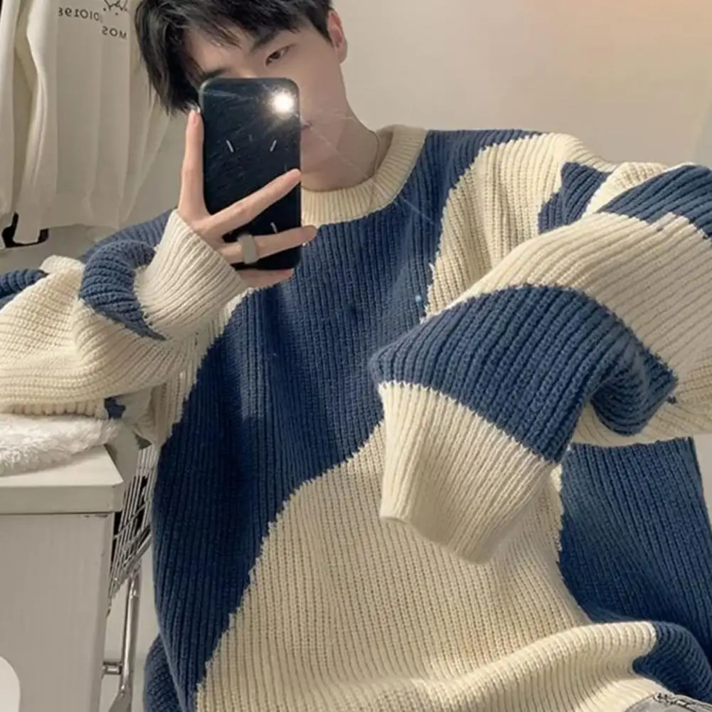 Мужской свитер из полиэстера, винтажный уютный мужской вязаный свитер с круглым вырезом, мягкий свободный плотный свитер с круглым вырезом для осени и зимы 
Мужской свитер из полиэстера, винтажный уютный мужской вязаный свитер с круглым вырезом, мягкий свободный плотный свитер с круглым вырезом для осени и зимы