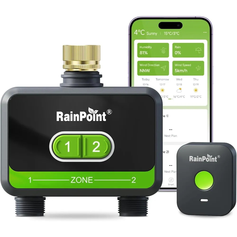 WiFi Water Timer for Garden Hose with Brass Inlet, Irrigation Controller, Automatic Watering System for Lawns and Yard
WiFi Water Timer for Garden Hose with Brass Inlet, Irrigation Controller, Automatic Watering System for Lawns and Yard