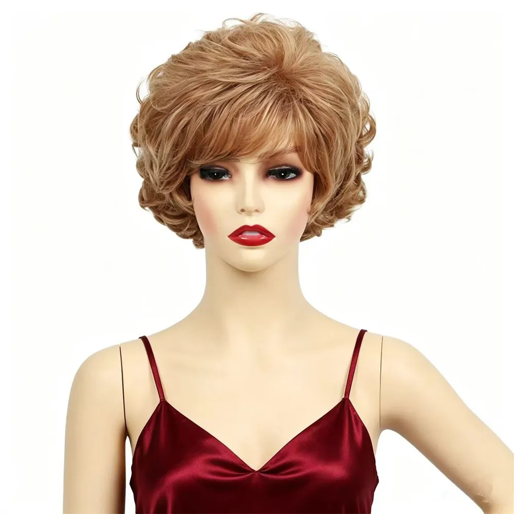 Short Curly Synthetic Wig for Women Light Golden Brown Heat Resistant Wig with Bangs Natural Daily Mature Wig for Older Ladies
Short Curly Synthetic Wig for Women Light Golden Brown Heat Resistant Wig with Bangs Natural Daily Mature Wig for Older Ladies