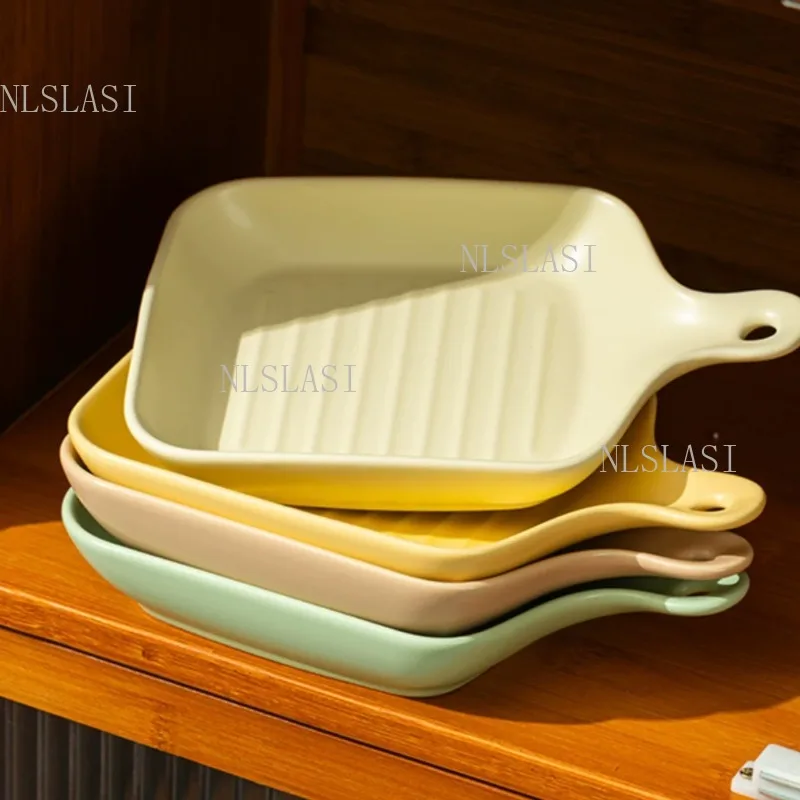 1pc Ceramic Handle Plate Solid Color Plate Single Handle Baking Tray Household Baked Rice Utensils Underglaze Colored Fruit Dish
1pc Ceramic Handle Plate Solid Color Plate Single Handle Baking Tray Household Baked Rice Utensils Underglaze Colored Fruit Dish