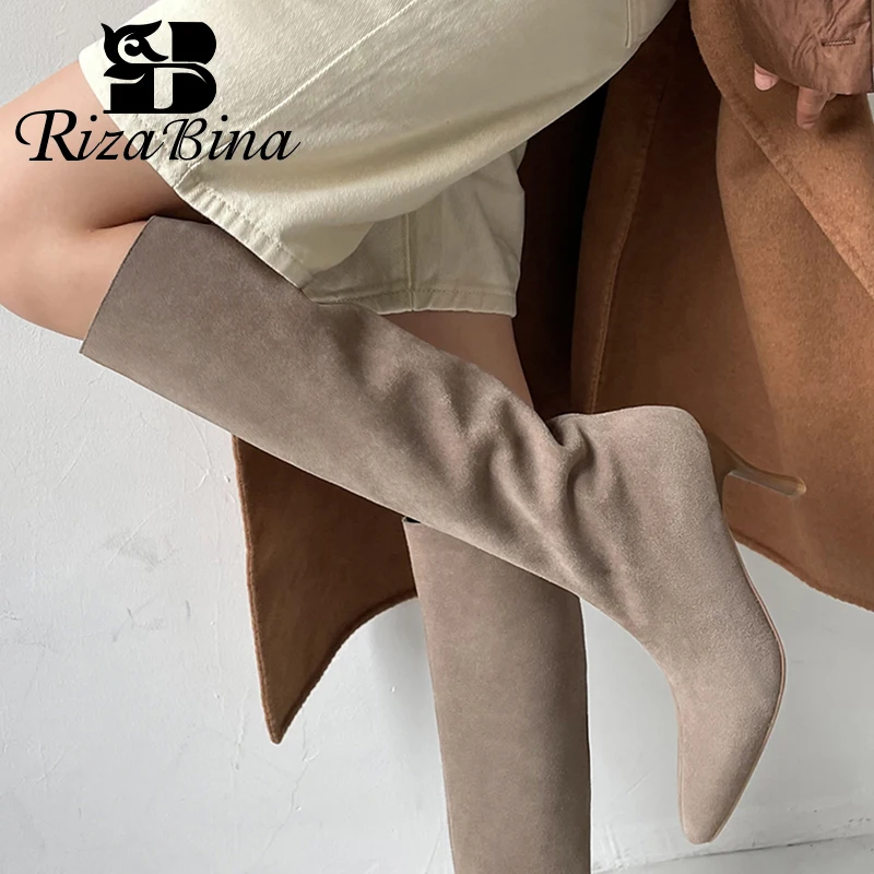 RIZABINA Women Knee Boots Real Leather 2023 Winter Shoes Woman Ins Fashion High Heels Long Boots Sexy Lady Footwear Size 34-39
RIZABINA Women Knee Boots Real Leather 2023 Winter Shoes Woman Ins Fashion High Heels Long Boots Sexy Lady Footwear Size 34-39