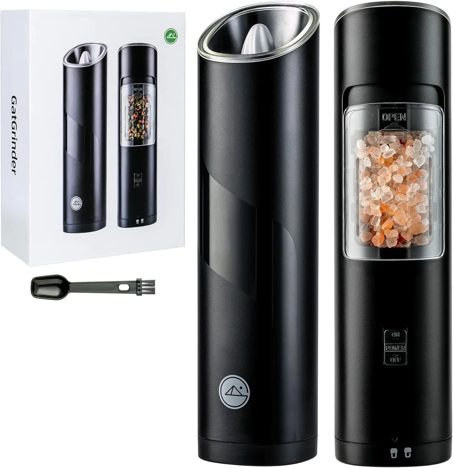 Gravity Electric Salt and Pepper Grinder Set, Adjustable Coarseness, Warm LED Light, One-Handed Operation, Battery Powered, Black
Gravity Electric Salt and Pepper Grinder Set, Adjustable Coarseness, Warm LED Light, One-Handed Operation, Battery Powered, Black