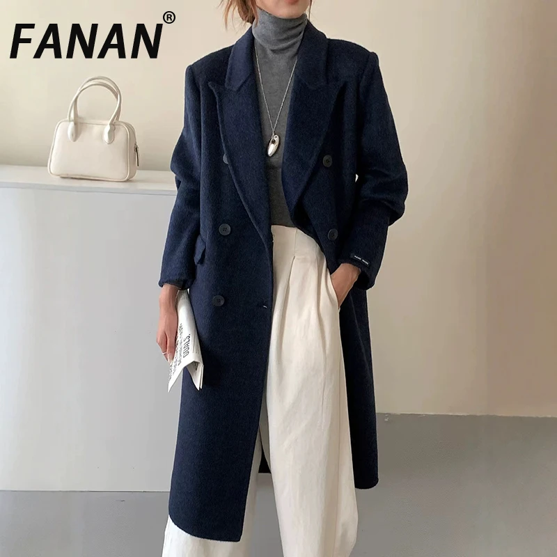 FANAN Elegant 100% Wool Coats For Women Lapel Double Breasted Long Sleeve Outwear Office Lady Warm Jackets 2025 Winter New
FANAN Elegant 100% Wool Coats For Women Lapel Double Breasted Long Sleeve Outwear Office Lady Warm Jackets 2025 Winter New