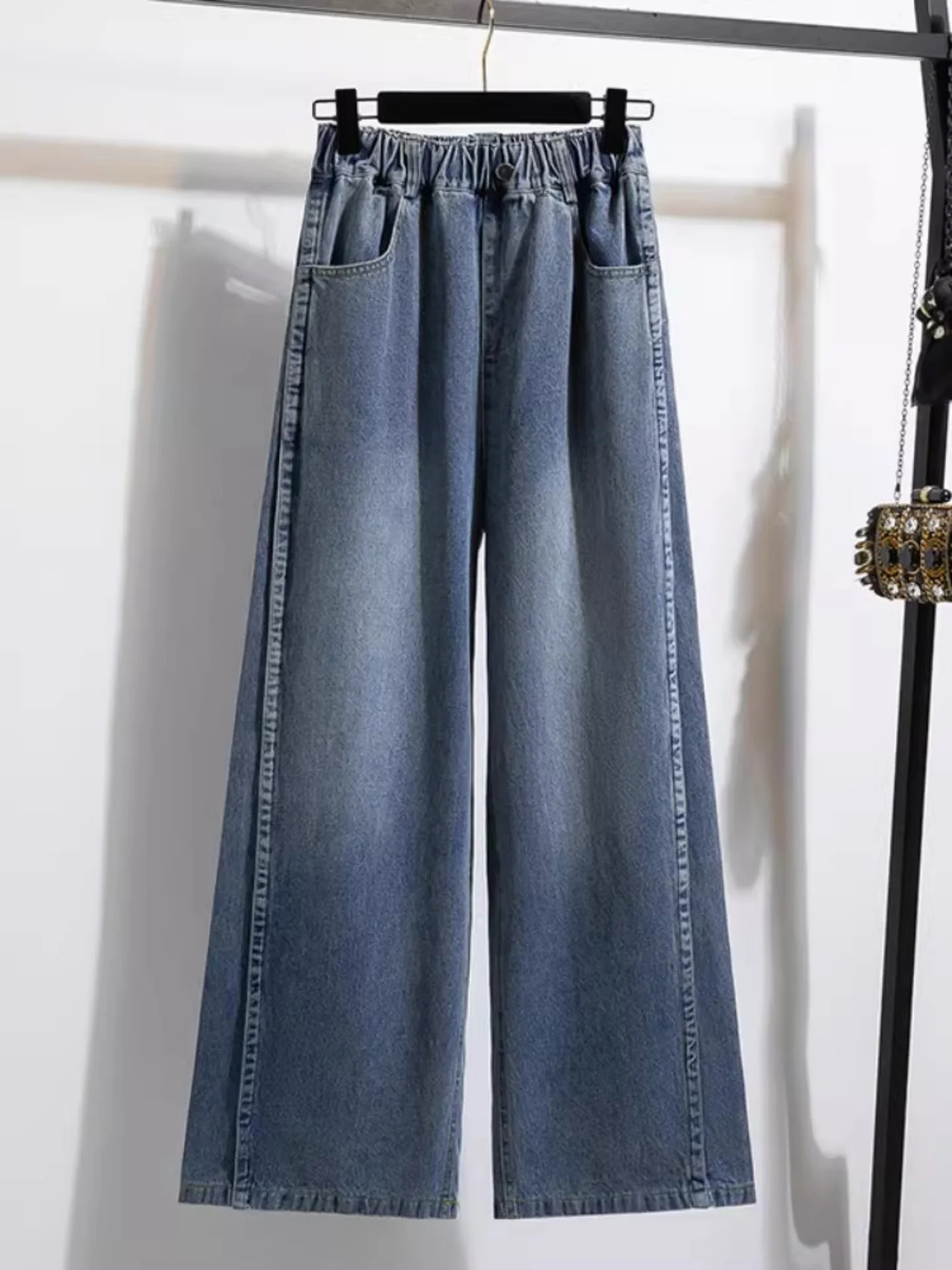Trendy Slim Fit Denim Jeans Women's High Waist Wide Leg Pants Elastic Waist Spring 2026 plus Size Faionable Commute Sle
Trendy Slim Fit Denim Jeans Women's High Waist Wide Leg Pants Elastic Waist Spring 2026 plus Size Faionable Commute Sle