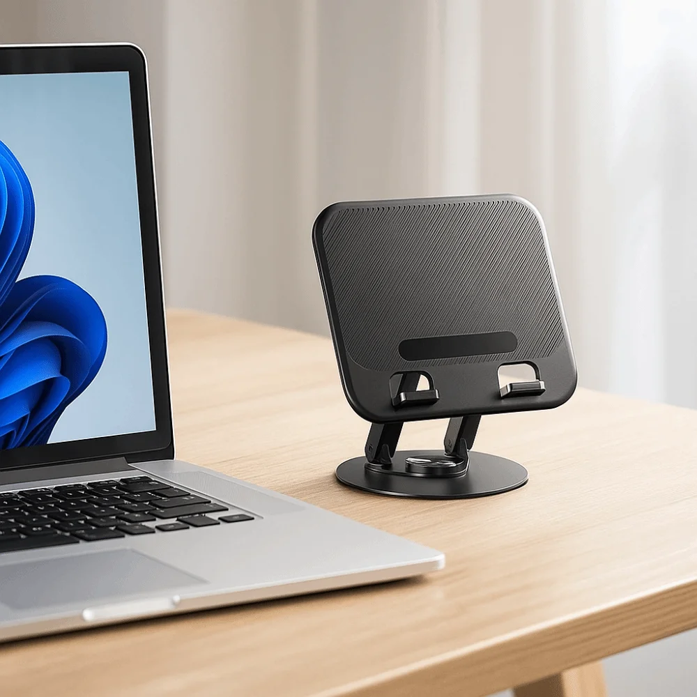 Height Adjustable 360° Rotation Notebook Stand Carbon Steel Non-slip Base Laptop Stand Foldable Storage Space-saving
