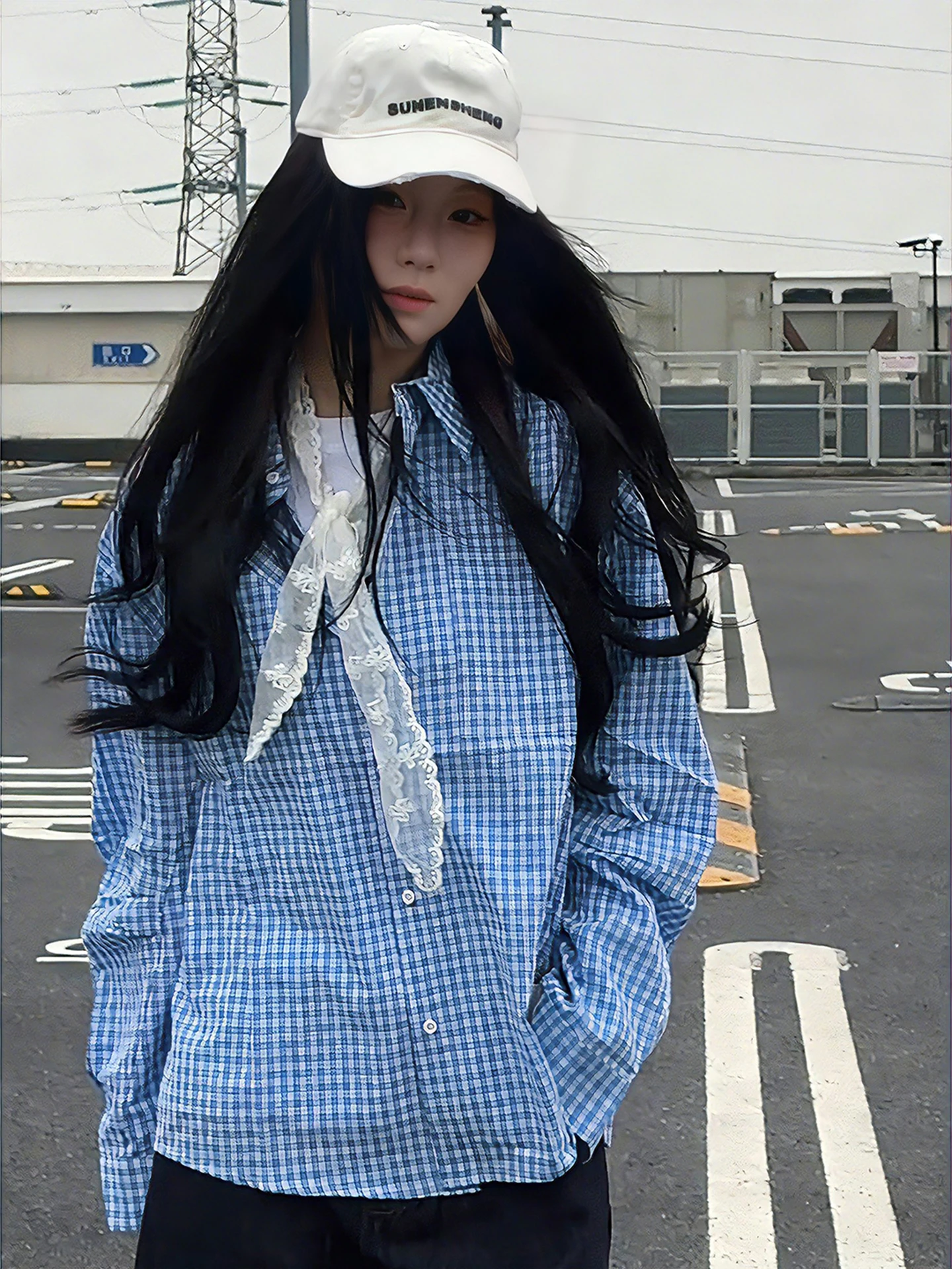Blue Plaid Bubble irt Men's Spring Vintage Casual Long Sve irt American Couple Overcoat Layering Spring Faion
Blue Plaid Bubble irt Men's Spring Vintage Casual Long Sve irt American Couple Overcoat Layering Spring Faion
