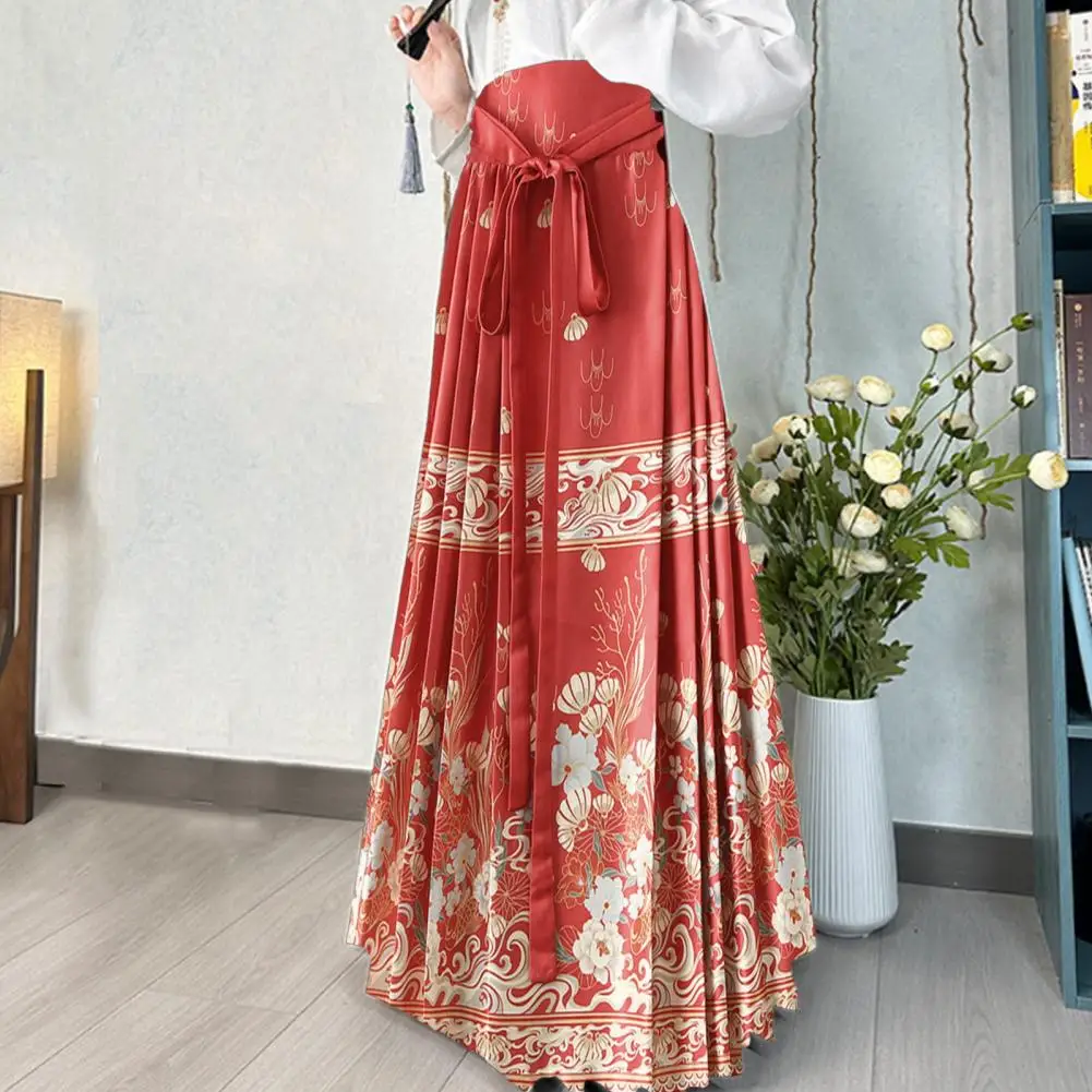 Chinese Skirt Elegant Vintage Chinese Ming Style Women Maxi Skirt with Floral Print High Waist Seft Tie Hanfu Pleated for A
Chinese Skirt Elegant Vintage Chinese Ming Style Women Maxi Skirt with Floral Print High Waist Seft Tie Hanfu Pleated for A