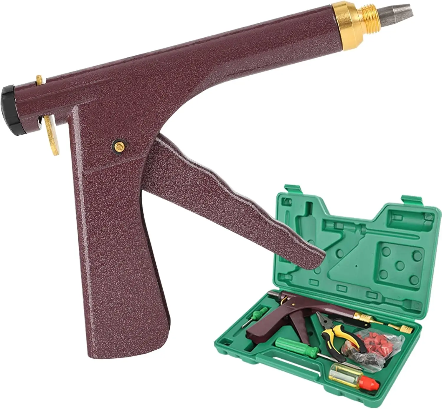 Комплект для ремонта шин с заглушками, грибовидной накладкой, сверхмощный пистолет для бескамерных шин для автомобилей, мотоциклов, грузовиков, тракторов (коричневый)
Комплект для ремонта шин с заглушками, грибовидной накладкой, сверхмощный пистолет для бескамерных шин для автомобилей, мотоциклов, грузовиков, тракторов (коричневый)