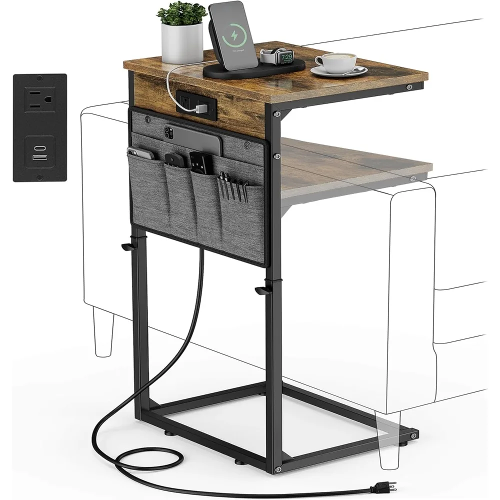 C-образный торцевой столик с зарядной станцией, регулируемая высота, приставной столик для дивана, выдвижной поднос под диван, столик для гостиной
C-образный торцевой столик с зарядной станцией, регулируемая высота, приставной столик для дивана, выдвижной поднос под диван, столик для гостиной