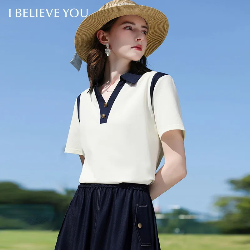 I BELIEVE YOU Polo Collar Short-Sleeved T-Shirt Women Color Blocked Retro Button Polo Shirt Casual Tops For Women 2261016249
I BELIEVE YOU Polo Collar Short-Sleeved T-Shirt Women Color Blocked Retro Button Polo Shirt Casual Tops For Women 2261016249