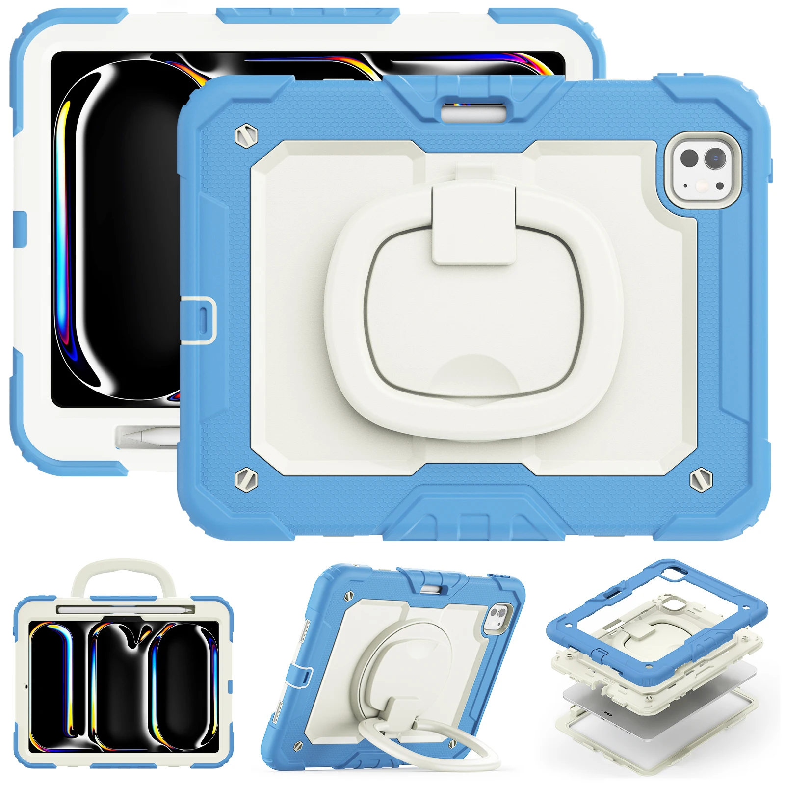 360 Rotatable Stand Case Universal For iPad Pro 11 2025 M5 2024 M4 A3357 A3358 A3359 A2836 A2837 A3006 With Handle Grip Cover
360 Rotatable Stand Case Universal For iPad Pro 11 2025 M5 2024 M4 A3357 A3358 A3359 A2836 A2837 A3006 With Handle Grip Cover