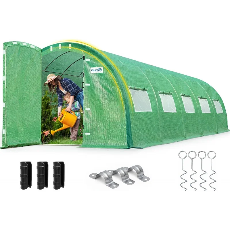 25'x10'.6' Heavy Duty Walk-in Tunnel Greenhouse – Green, 2 Door Frames, Reinforced Top & Cover, Winter Garden Backyard
25'x10'.6' Heavy Duty Walk-in Tunnel Greenhouse – Green, 2 Door Frames, Reinforced Top & Cover, Winter Garden Backyard