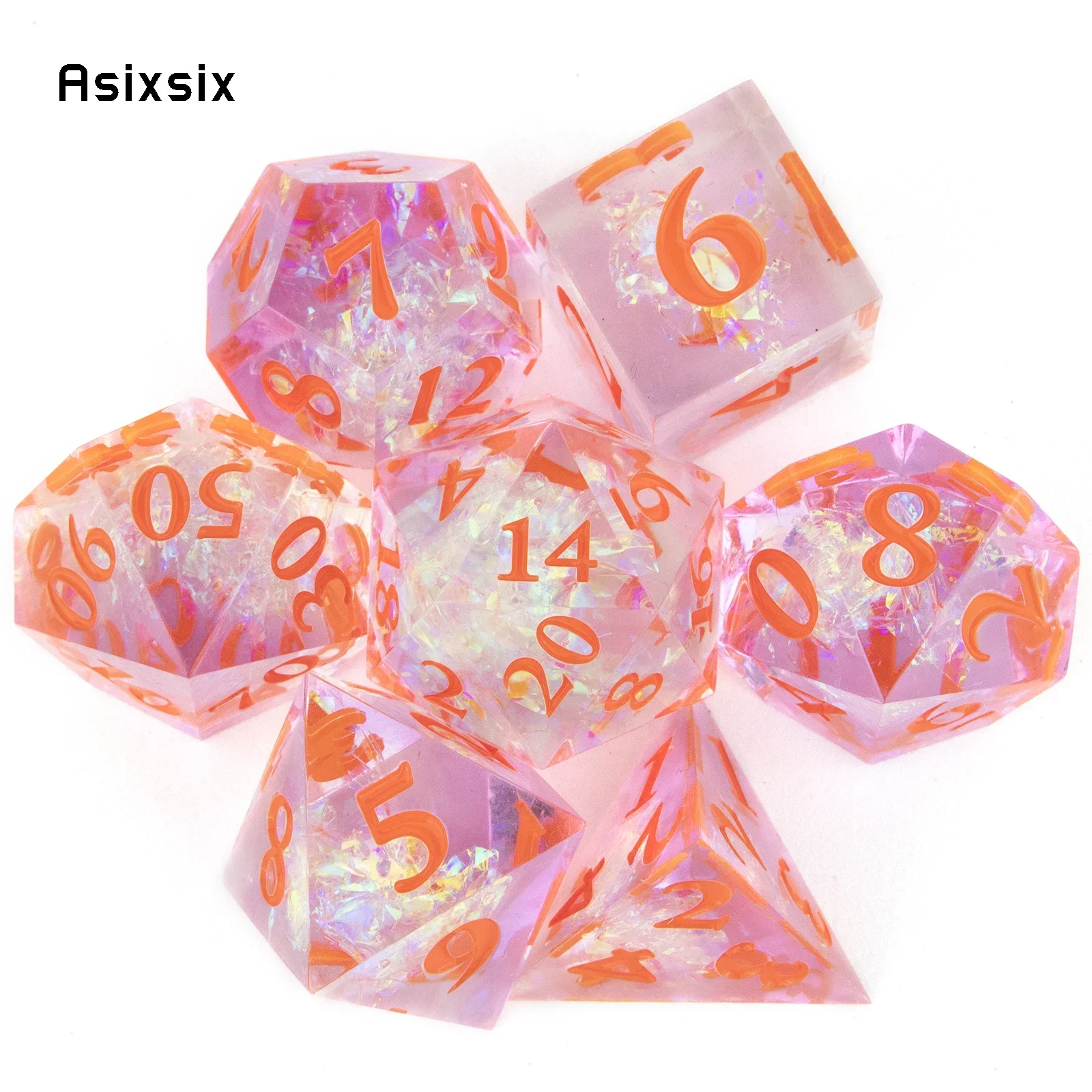 7 Pcs Pink Resin Pink Number Sharp Edge Dice Polyhedral Dice Suitable for Role-Playing RPG Board Game
7 Pcs Pink Resin Pink Number Sharp Edge Dice Polyhedral Dice Suitable for Role-Playing RPG Board Game