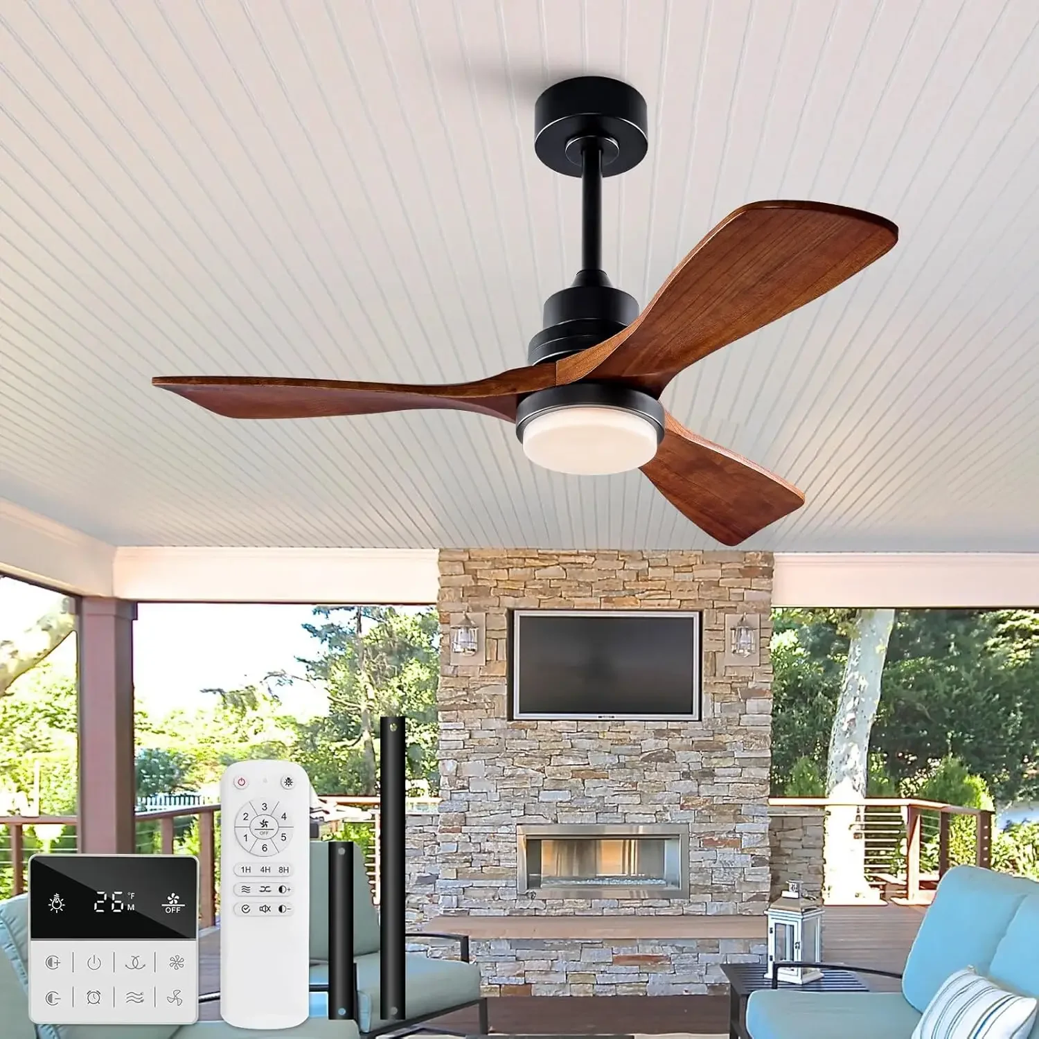 42 Inch Outdoor Ceiling Fans with Lights and Remote Control, Dimmable Outdoor Ceiling Fans for Patios 3 Blade Wood Black Walnut
42 Inch Outdoor Ceiling Fans with Lights and Remote Control, Dimmable Outdoor Ceiling Fans for Patios 3 Blade Wood Black Walnut