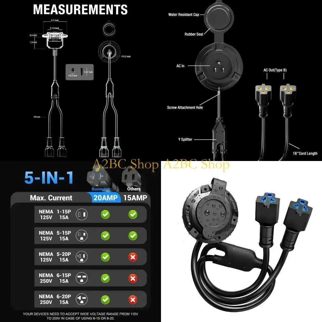 A2BC 5 in 1 Plug Adapter for Recreational Marine Industrial 20A 125V AC Port Plug
A2BC 5 in 1 Plug Adapter for Recreational Marine Industrial 20A 125V AC Port Plug