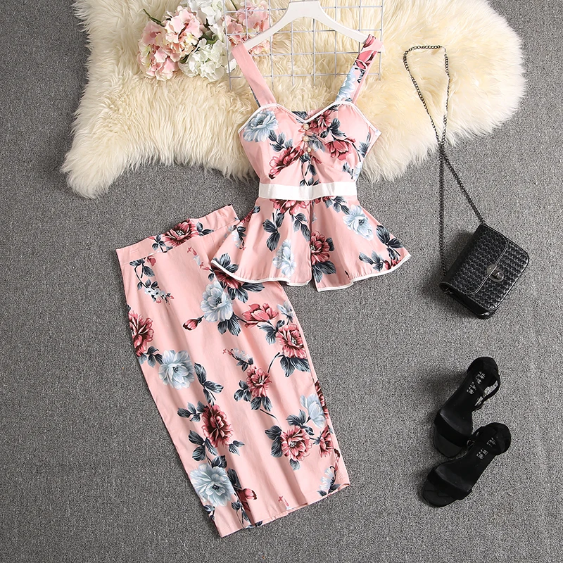 ALPHALMODA 2022 New Sweet Tank Top + Straight Skirt Women 2pcs Suit Ruffled Printed Blouses Outfit Knee Length Skirt Set
ALPHALMODA 2022 New Sweet Tank Top + Straight Skirt Women 2pcs Suit Ruffled Printed Blouses Outfit Knee Length Skirt Set