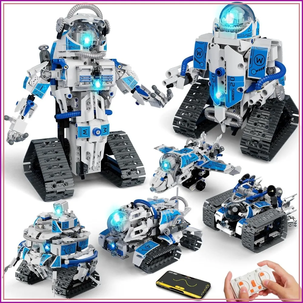 6 in 1 STEM Robot Building Kit, 780 PCS APP & Remote Control Space Robot Toys for Kids Age 8-14+, Engineering Technic Coding Robotic Kit, Educational Science Set Birthday Gift