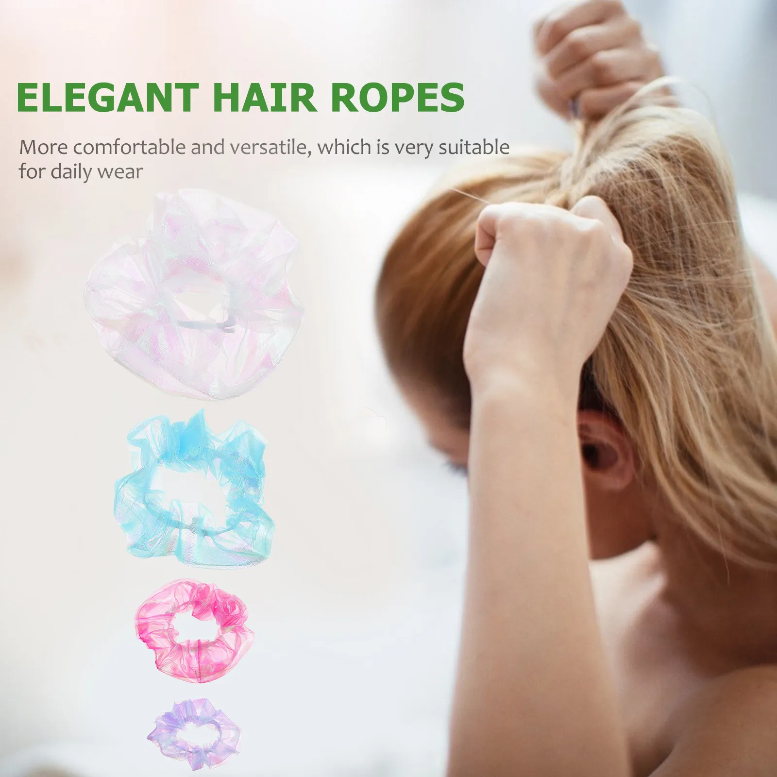 4Pcs Organza Scrunchies Ropes Fine Workmanship Comfortable Non-Damaging Hair Ties for Women Ponytail Holder Daily Wear Hair
4Pcs Organza Scrunchies Ropes Fine Workmanship Comfortable Non-Damaging Hair Ties for Women Ponytail Holder Daily Wear Hair