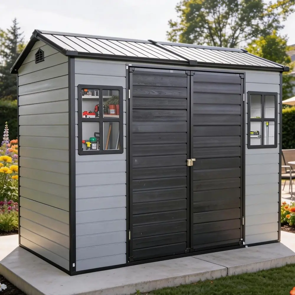 Resin Outdoor Storage Shed with Floor and 2 Windows, Plastic Sheds amp Outdoor Storage Clearance for Patio Furniture, GardenToo
Resin Outdoor Storage Shed with Floor and 2 Windows, Plastic Sheds amp Outdoor Storage Clearance for Patio Furniture, GardenToo