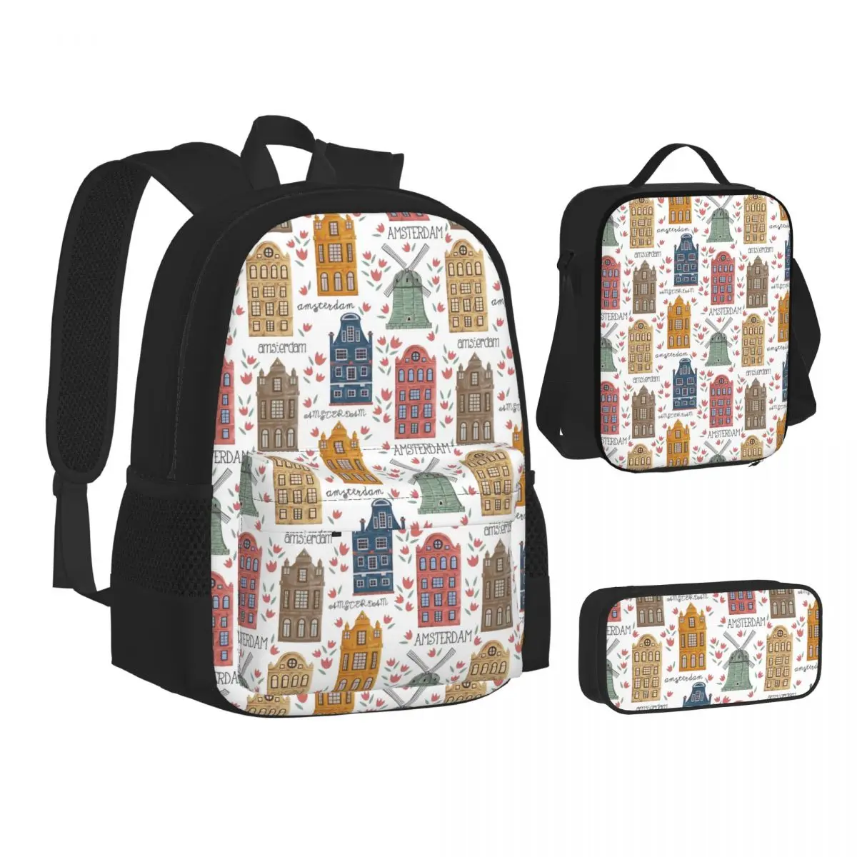 Amsterdam. Seamless Pattern With Old Historic Buildings Backpacks Bookbag School Bags Rucksack Lunch Bag Pen Bag Three-Piece Set
Amsterdam. Seamless Pattern With Old Historic Buildings Backpacks Bookbag School Bags Rucksack Lunch Bag Pen Bag Three-Piece Set