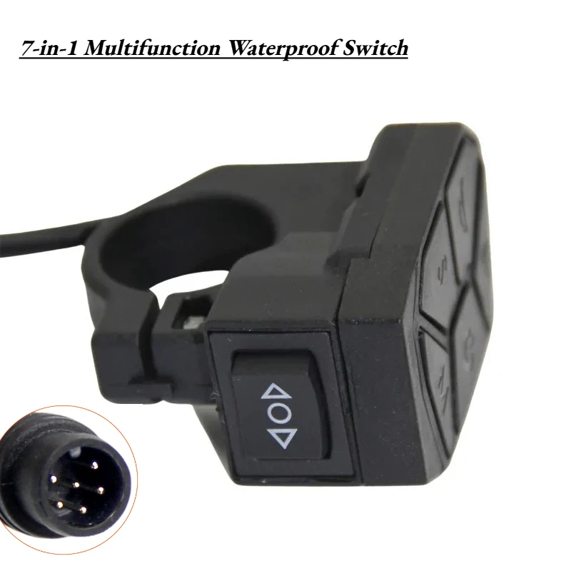 7-in-1 Multifunction Waterproof Switch for Scooter, 6-Pin Male Connector Turn Signal/Horn/Headlight Integrated Handlebar Control
7-in-1 Multifunction Waterproof Switch for Scooter, 6-Pin Male Connector Turn Signal/Horn/Headlight Integrated Handlebar Control