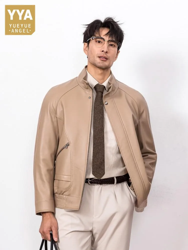 Новая дизайнерская мужская куртка из натуральной овчины с воротником-стойкой, деловая работа, мягкая куртка из натуральной кожи на молнии, повседневное пальто в стиле панк
Новая дизайнерская мужская куртка из натуральной овчины с воротником-стойкой, деловая работа, мягкая куртка из натуральной кожи на молнии, повседневное пальто в стиле панк