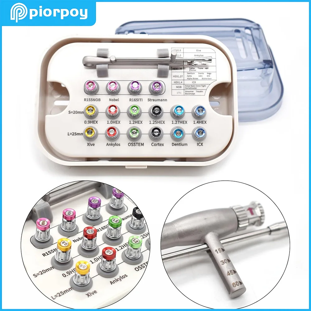 PIORPOY 1Set Dental Universal Implant Torque Screwdrivers Wrench 10-70NCM Dentistry Implant Tools Prosthetic Ratchet Drivers Kit
PIORPOY 1Set Dental Universal Implant Torque Screwdrivers Wrench 10-70NCM Dentistry Implant Tools Prosthetic Ratchet Drivers Kit