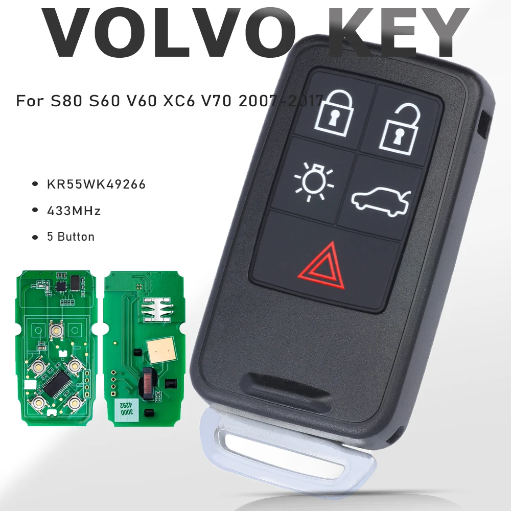 KEYECU KR55WK49266 433 МГц 5-кнопочный смарт-брелок без ключа для Volvo S80 S60 V60 XC6 V70 2007-2017 гг. 
KEYECU KR55WK49266 433 МГц 5-кнопочный смарт-брелок без ключа для Volvo S80 S60 V60 XC6 V70 2007-2017 гг.