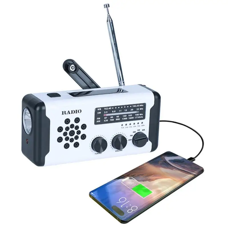 1200mAh Emergency Weather Radio USB/Hand Crank/Solar Powered SOS Alarm AM/FM Phone Charger Weather Alert Flashlight for Camping
1200mAh Emergency Weather Radio USB/Hand Crank/Solar Powered SOS Alarm AM/FM Phone Charger Weather Alert Flashlight for Camping