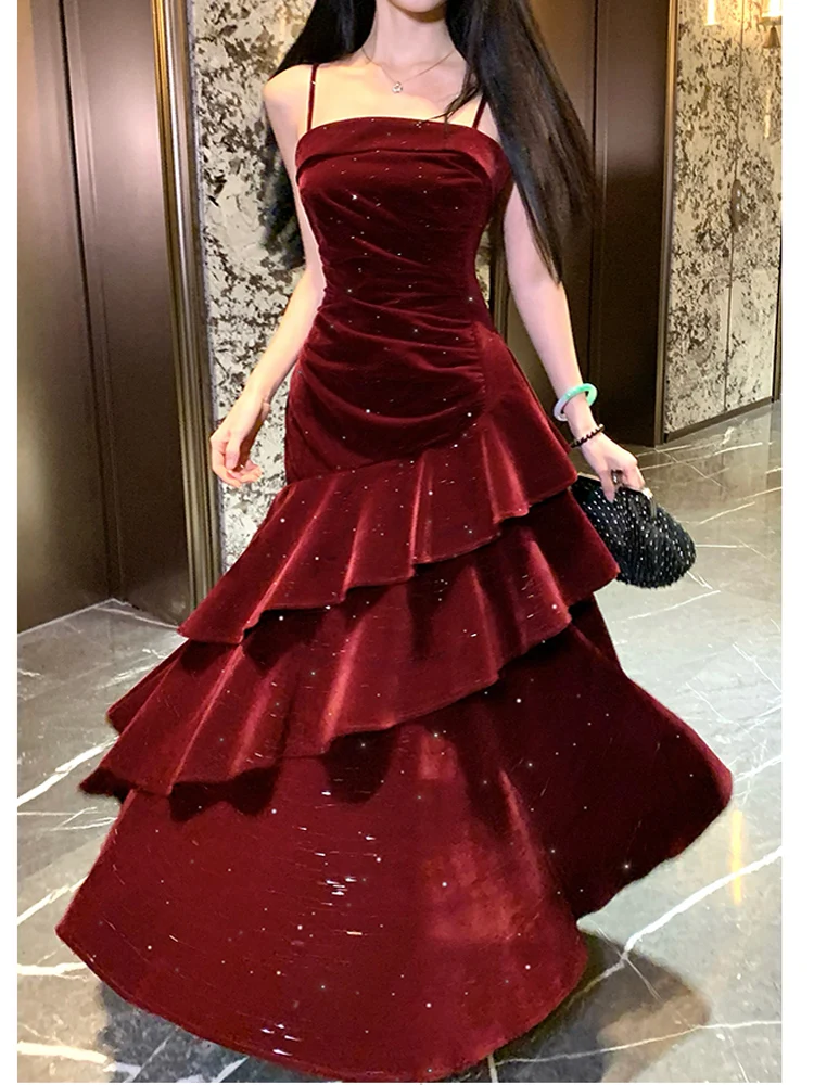 Elegant Romantic Party Women's Spaghetti Strap Dress Female Fashion Sexy Ruffles Slim Fit Mermaid Dresses Vestidos
Elegant Romantic Party Women's Spaghetti Strap Dress Female Fashion Sexy Ruffles Slim Fit Mermaid Dresses Vestidos