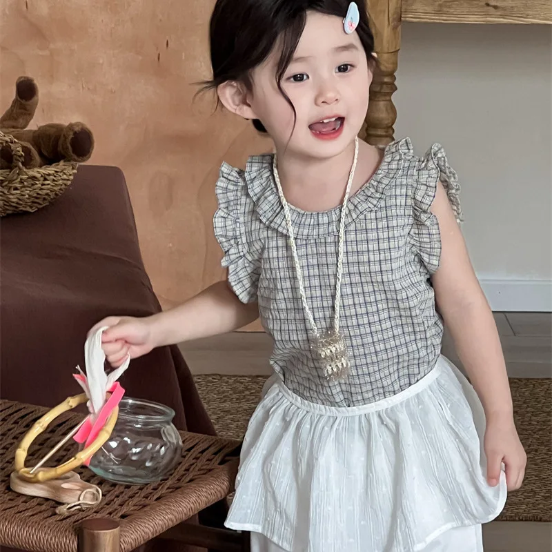 Girls Shirt 2025 Summer New Childrens Clothing Korean Style Girl Baby Lovely Fly Sleeve Lapel Plaids Shirt Casual Daily Simple
Girls Shirt 2025 Summer New Childrens Clothing Korean Style Girl Baby Lovely Fly Sleeve Lapel Plaids Shirt Casual Daily Simple