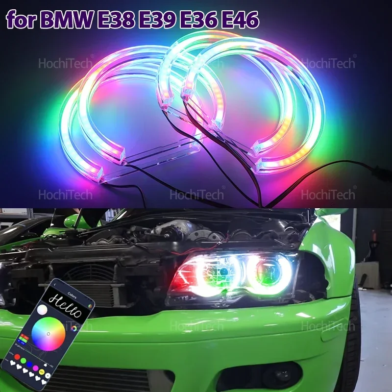 For BMW 3 5 7 Series E46 M3 E38 E39 E36 LED Angel Eyes Kit Ring flashing RGB APP control Headlight Lamps with turn signal
For BMW 3 5 7 Series E46 M3 E38 E39 E36 LED Angel Eyes Kit Ring flashing RGB APP control Headlight Lamps with turn signal