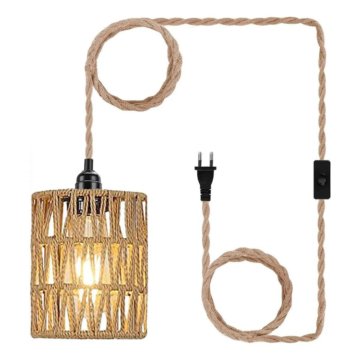 NEW Boho Plug in Pendant Light, Hanging Light with Plug in Cord, Ceiling Lamp Rattan Cylinder Lamp Shade Switch EU Plug
NEW Boho Plug in Pendant Light, Hanging Light with Plug in Cord, Ceiling Lamp Rattan Cylinder Lamp Shade Switch EU Plug