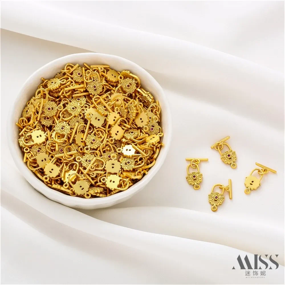 Matte Gold Inlaid Red Green Zircon Lock-shaped OT Buckle DIY Accessories End Connection Buckle Bracelet Hand Jewelry Material
Matte Gold Inlaid Red Green Zircon Lock-shaped OT Buckle DIY Accessories End Connection Buckle Bracelet Hand Jewelry Material