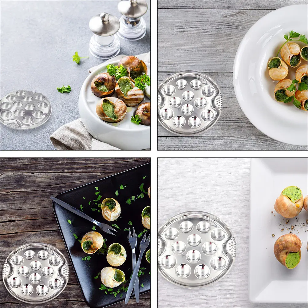2Pcs Premium Stainless Steel Escargot Serving Plate with 12 Deep Grooves for Snails Shellfish Eggs Mushrooms Easy Clean
2Pcs Premium Stainless Steel Escargot Serving Plate with 12 Deep Grooves for Snails Shellfish Eggs Mushrooms Easy Clean