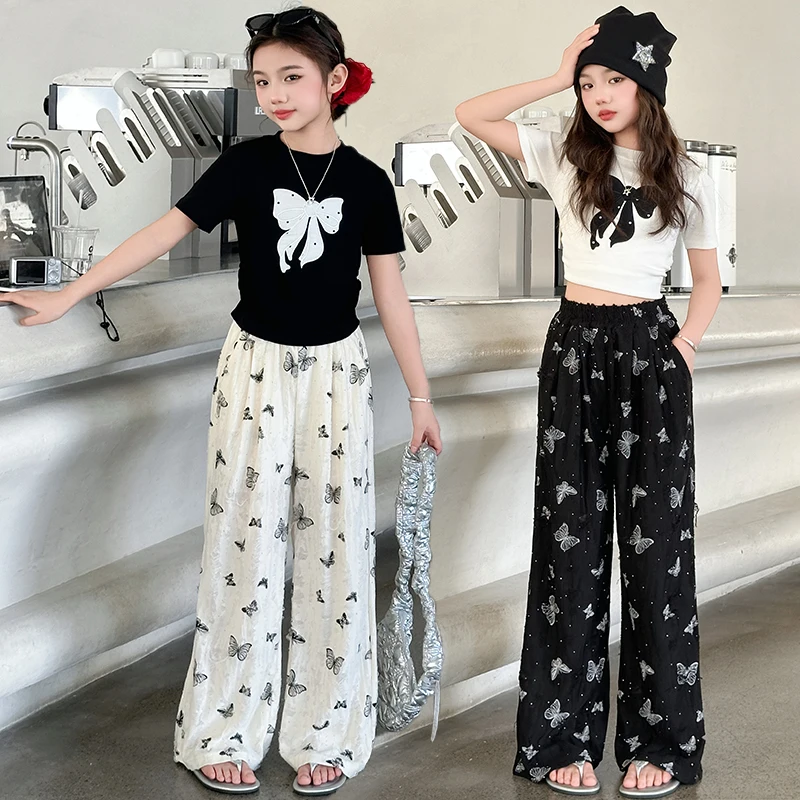 junior girls Mosquito resistant pants set cotton bow T-shirt+Butterfly printed wide leg pants 2pcs teen kids suit child outfits
junior girls Mosquito resistant pants set cotton bow T-shirt+Butterfly printed wide leg pants 2pcs teen kids suit child outfits