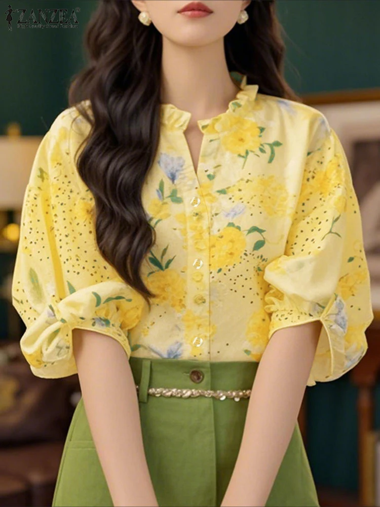 Vintage Floral Printed Shirts Summer 3/4 Sleeve Tops ZANZEA Women Tunic 2025 Casual Loose V Neck Blusas Bohemain Beach Tops
Vintage Floral Printed Shirts Summer 3/4 Sleeve Tops ZANZEA Women Tunic 2025 Casual Loose V Neck Blusas Bohemain Beach Tops