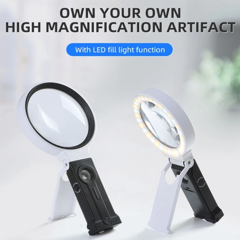 New Handheld Magnifier Folding Stand Desktop LED Cold and Warm Light Adjustable Reading Maintenance HD Magnifier
New Handheld Magnifier Folding Stand Desktop LED Cold and Warm Light Adjustable Reading Maintenance HD Magnifier