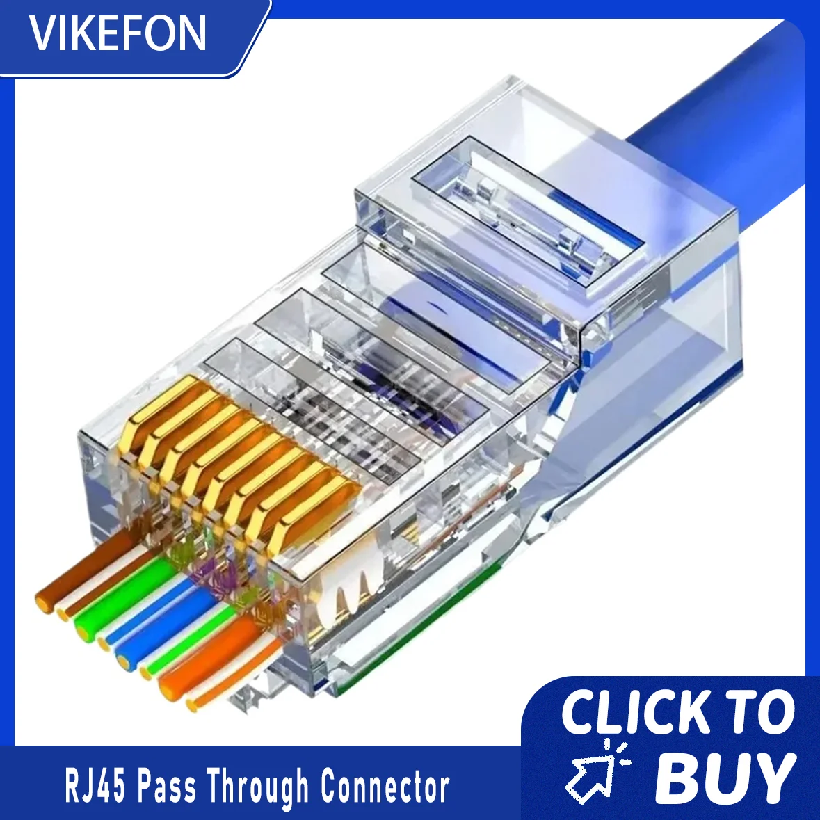 VIKEFON 50/100 PCS RJ45 Pass Through Connector 23AWG Cat6 Cat5e RJ45 Modular Plugs Gold Plated 8P8C RJ45 Ends
VIKEFON 50/100 PCS RJ45 Pass Through Connector 23AWG Cat6 Cat5e RJ45 Modular Plugs Gold Plated 8P8C RJ45 Ends