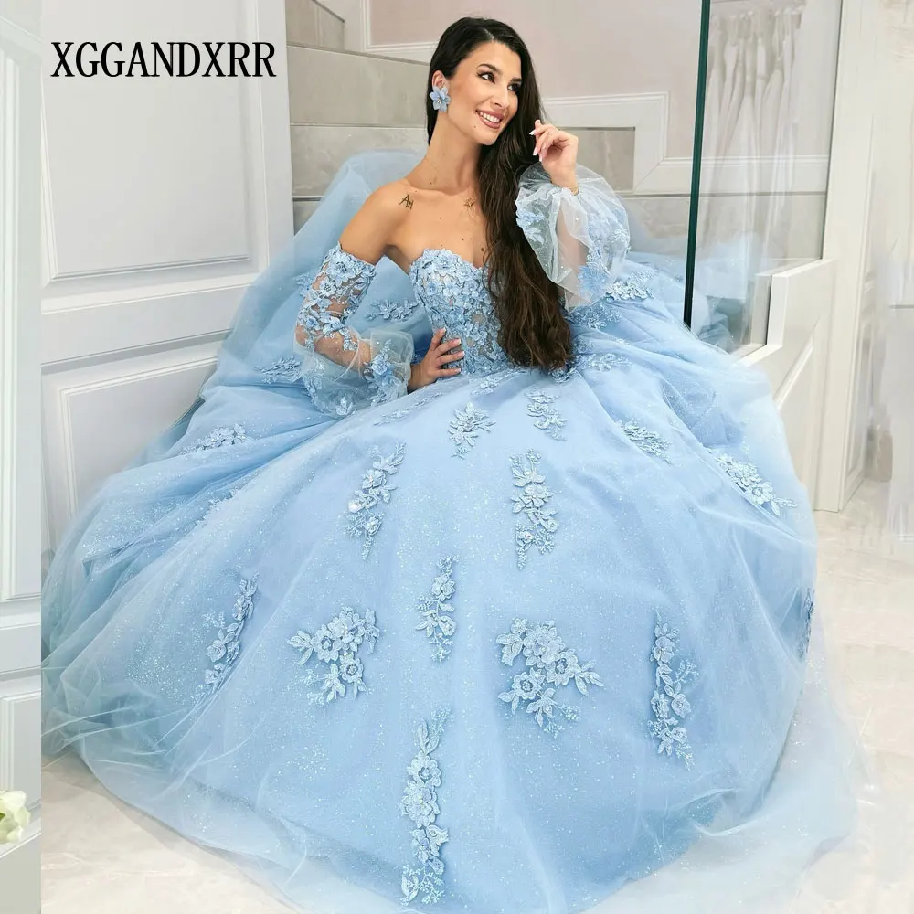 Customized Sky Blue Ball Gown Quinceanera Dresses 2024 3D Floral Lace Tulle Vestidos De 15 Años Quinceañeras Sweet 16 Dress
Customized Sky Blue Ball Gown Quinceanera Dresses 2024 3D Floral Lace Tulle Vestidos De 15 Años Quinceañeras Sweet 16 Dress