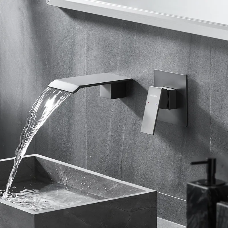 Bathroom Basin Faucets Soild Brass Sink Mixer Hot & Cold In-Wall Single Handle 2 Holes Lavatory Crane Waterfall Taps Gun Grey
Bathroom Basin Faucets Soild Brass Sink Mixer Hot & Cold In-Wall Single Handle 2 Holes Lavatory Crane Waterfall Taps Gun Grey